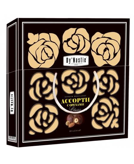 Конфеты с темным молочным шоколадом "Ассорти с орехами" 210 гр.