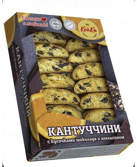 Кантуччини с кусочками шоколада и апельсином 200 гр.