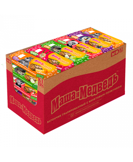 Батончик пряничный "Маша и Медведь" ассорти, 30шт*40г