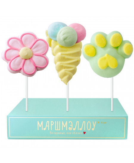 Маршмэллоу на палочке  "Микс летний" 20гр. 12шт.
